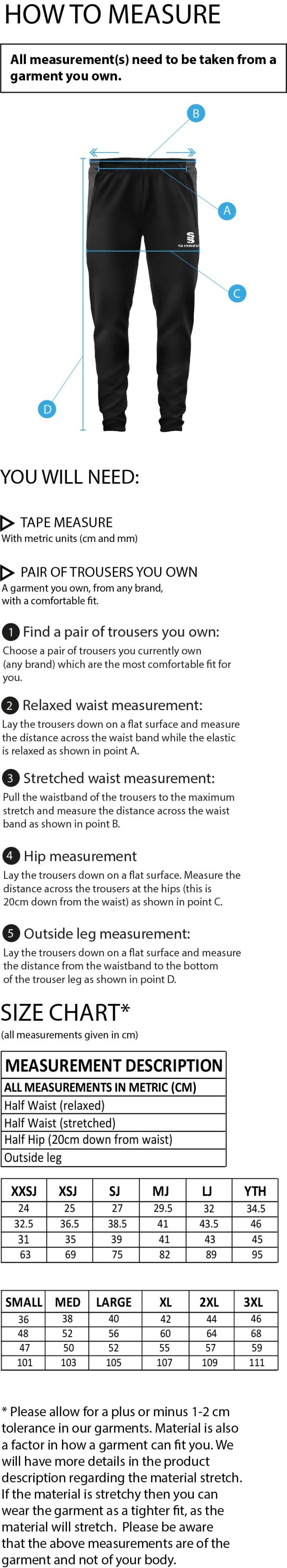 Seniors - Skinny Pant - Size Guide